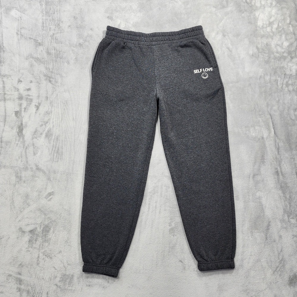 Love Streak Pants Womens L Gray Fleece Self Love Jogger Sweatpants Lounge Casual